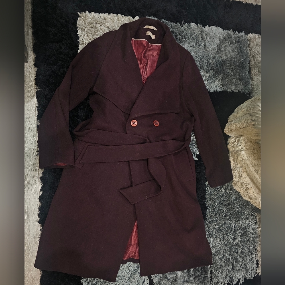 Vintage Burgundy Trench Coat - Picture 2 of 11